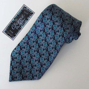 CHARVET nvy/green paisley jacquard silk tie France